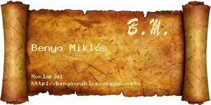 Benyo Miklós névjegykártya